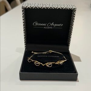 NIB Gianni Argentina Gold Flip Flops Bracelet with Diamond Accents